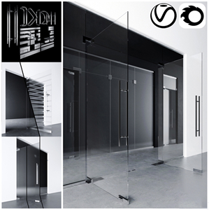 Swinging pendulum glass doors for office and home _ corona - vray